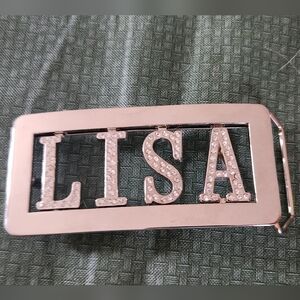 Silver Rhinestone "LISA" Belt Buckle